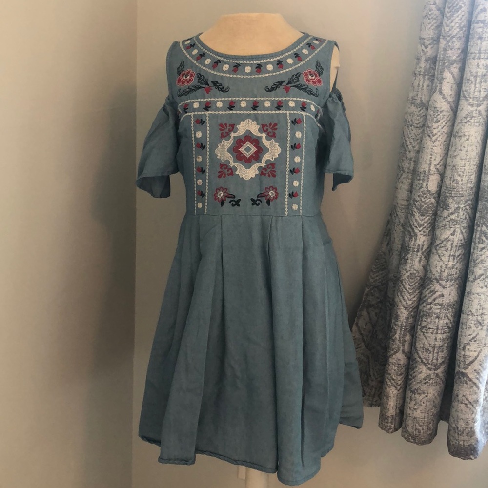 Blue embroidered dress from Puerto Rico